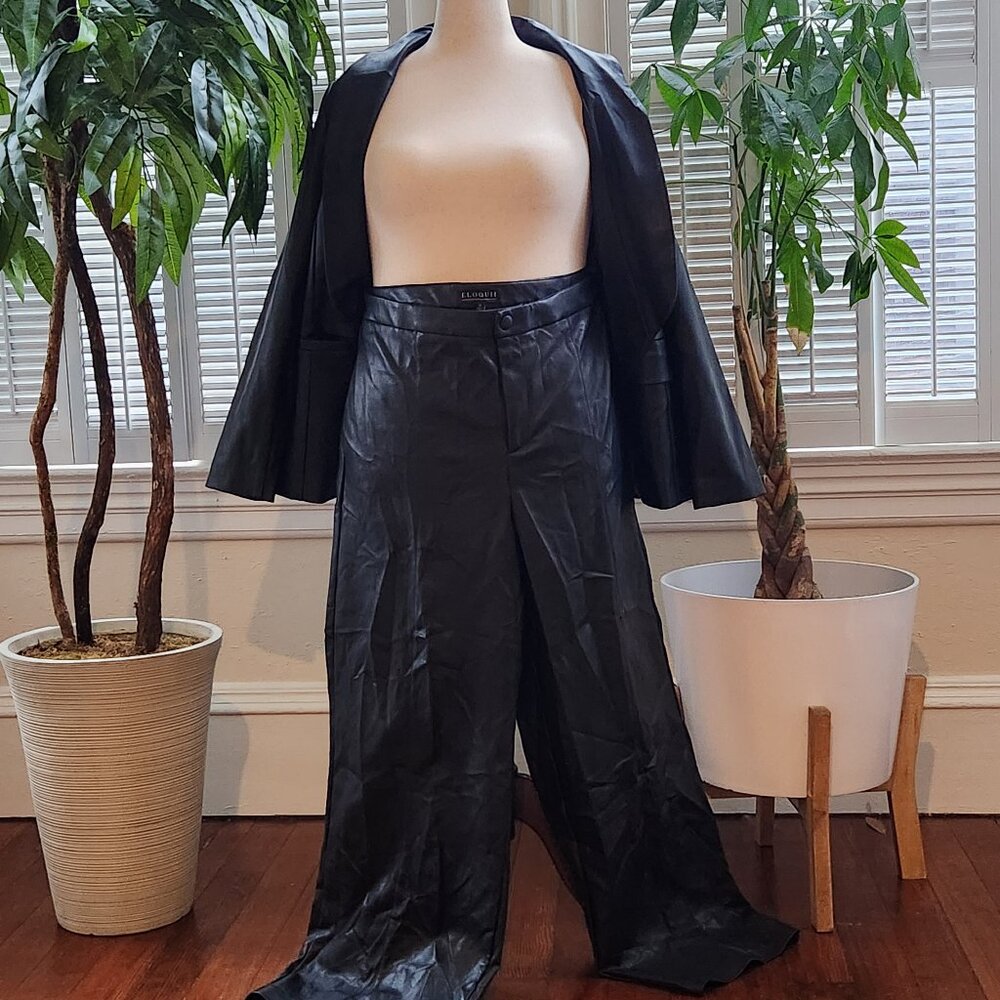 Flared Faux Leather Pants